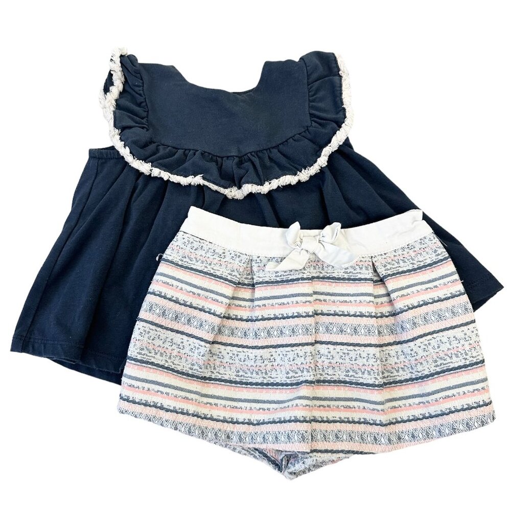 Tommy Bahama Baby Girls’ 2-Piece Tunic Jacquard Short Set In Size 12 Months